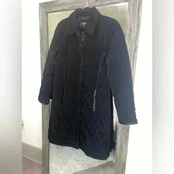 Womens black New York & Co trench coat with pockets - Picture 5 of 5